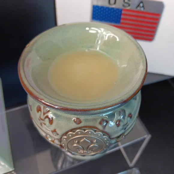 SCENTSY Warmer CHARLEMAGNE Plug-In Warmer Retired Blue/Brown Artisan/Used BOX CN - Picture 5 of 16